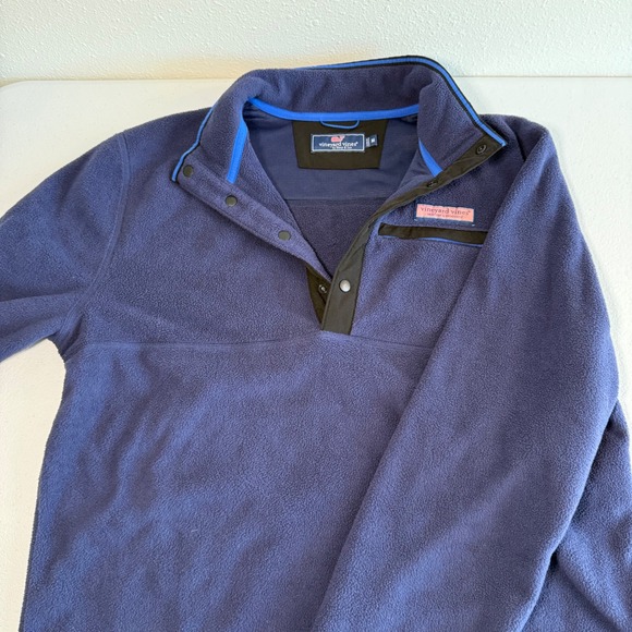 Vineyard Vines Men's Fleece Snap Pullover Sweatshirt Navy Blue Size‎ Medium EUC - Picture 3 of 10